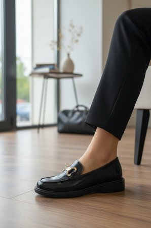 Enoch Kadın Gold Köprü Tokalı Comfort Tabanlı Maskülen Loafer