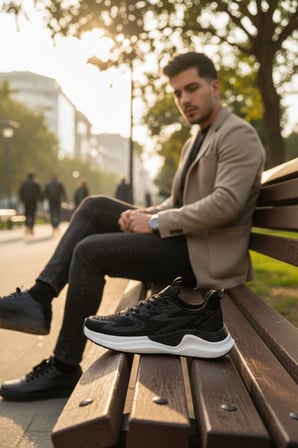 Enoch Özel Baskı Detaylı ve Darbe Emici Tabanlı Yürüyüş İçin Erkek Spor Ayakkabı