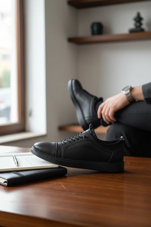 Enoch Maskülen Seri Siyah Premium Dokulu Konfor Taban Sneaker