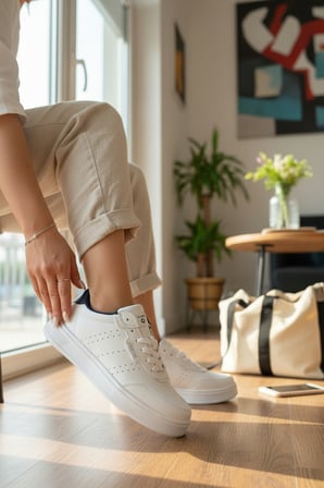 Enoch Kadın Lacivert Detaylı Yüksek Tabanlı Hafif Tabanlı Sneaker Yürüyüş Ayakkabısı