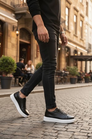 Enoch Erkek Floter Deri Dokulu Hafif Yüksek Tabanlı Klasik Sneaker Comfort Ayakkabı