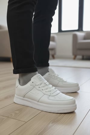 Enoch Erkek Deri Dokulu Hafif Kalın Tabanlı Bağcıklı Klasik Günlük Spor Ayakkabı Sneaker