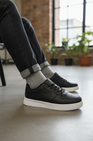 Enoch Erkek Deri Dokulu Hafif Kalın Tabanlı Bağcıklı Klasik Günlük Spor Ayakkabı Sneaker