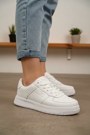 Enoch Kadın Havalandırma Delikli Geometrik Dikişli Ortopedik Kontrast Taban Sneakers Spor Ayakkabı