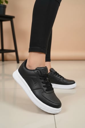 Enoch Kadın Havalandırma Delikli Geometrik Dikişli Ortopedik Kontrast Taban Sneakers Spor Ayakkabı