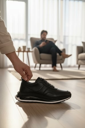 Enoch Erkek Hakiki Deri Yüksek Esnek Tabanlı Günlük Spor Ayakkabı Sneaker
