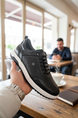 Enoch Erkek Hakiki Deri Ortopedik Kalın Taban Perforeli Casual Spor Ayakkabı