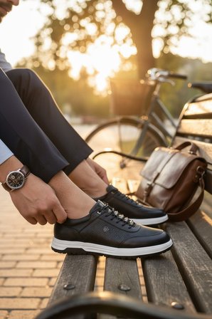Enoch Erkek Hakiki Deri Ortopedik Kalın Taban Perforeli Casual Spor Ayakkabı