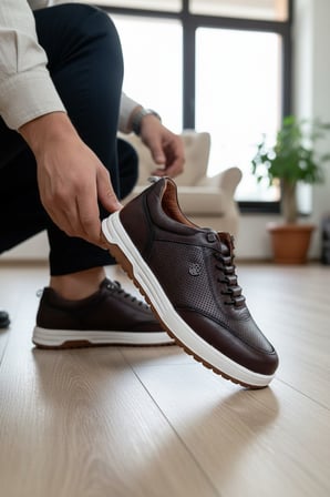 Enoch Erkek Hakiki Deri Ortopedik Kalın Taban Perforeli Casual Spor Ayakkabı