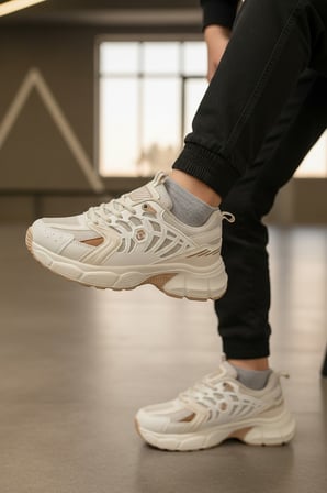 Enoch Kadın Kafes Detaylı Kalın Tabanlı Rahat Günlük Sneaker Spor Ayakkabı