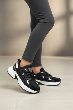Enoch Kadın Kafes Detaylı Kalın Tabanlı Rahat Günlük Sneaker Spor Ayakkabı