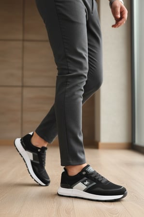 Enoch Erkek Süet ve File Dokulu Hafif Kalın Tabanlı Bağcıklı Günlük Spor Ayakkabı Sneaker