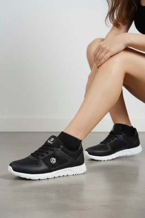 Enoch Kadın File Panelli Altıgen Süslemeli Ortopedik Esnek Taban Hazır Bağcıklı Sneakers Spor Ayakkabı