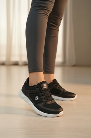 Enoch Kadın File Panelli Altıgen Süslemeli Ortopedik Esnek Taban Hazır Bağcıklı Sneakers Spor Ayakkabı