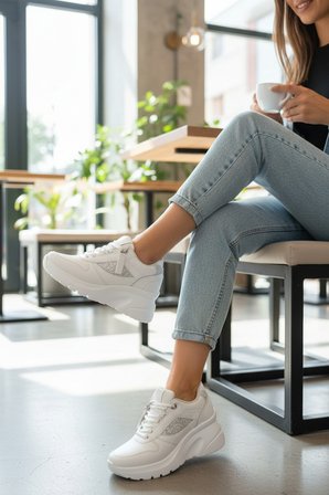 Enoch Kadın Gizli Dolgu Spor Ayakkabı Simli Panel Tabanlı  Sneaker