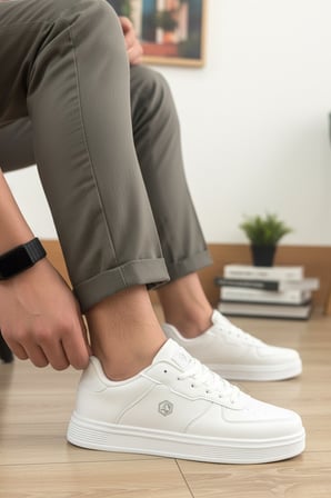 Enoch Unısex Lumber-Style Pürüzsüz Dokulu ve Düz Kalın Tabanlı Rahat Günlük Sneaker Spor Ayakkabı