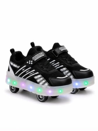 Enoch Çocuk Patenli Işıklı Tekerlekli Spor Ayakkabı & Rahat Cırt Cırtlı Kaykay Ayakkabı 4 Tekerli sneaker