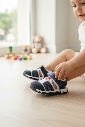Enoch Çocuk Burun Korumalı Cırt Cırtlı Ortopedik Kalın Esnek Tabanlı Spor Sandalet