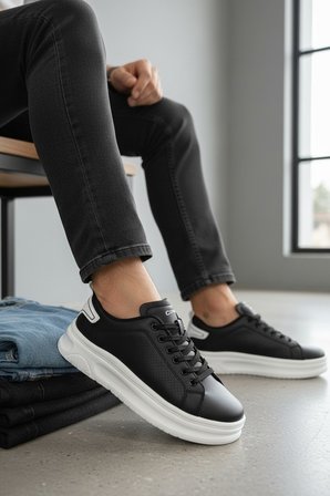 Enoch Kadın Yanları Nokta Perforeli Kontrast Topuk Parçalı Ortopedik Kalın Platform Taban Sneakers Spor Ayakkabı