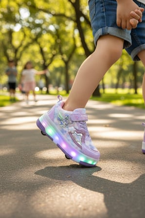 Enoch Çocuk Patenli Işıklı Tekerlekli Spor Ayakkabı & Rahat Cırt Cırtlı Kaykay Ayakkabı 4 Tekerli sneaker