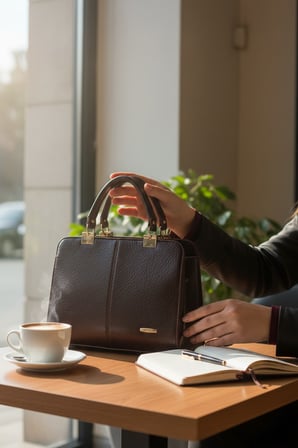 Enoch Kadın El ve Omuz Çantası Safir Dokulu Gold Aksesuar Detaylı Klasik Ofis Çantası
