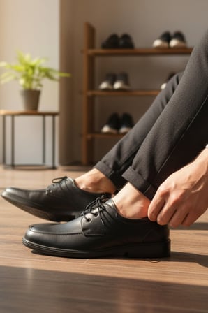 Enoch Hakiki Deri Siyah Ortopedik Sade Düz Model Erkek Baba Ayakkabı
