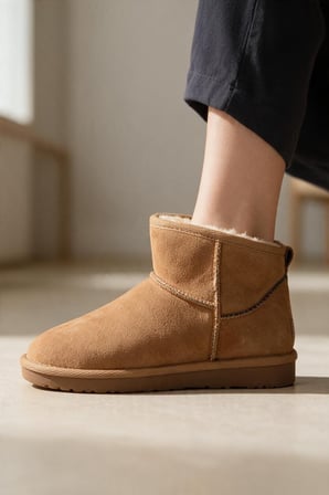 Enoch Kürklü İçi Yünlü İnce Taban Dikiş Detaylı Düz Taban Kadın Ugg Model Kar Botu