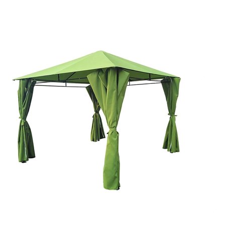 3x3 Metre Yeşil Bahçe Çardağı Çelik İskelet Polyester Kumaş Bahçe Kamelyası