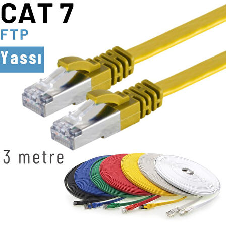IRENIS 3 Metre CAT7 Kablo Yassı FTP Ethernet Network LAN Ağ Kablosu 