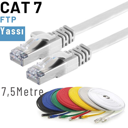 IRENIS 7,5 Metre CAT7 Kablo Yassı FTP Ethernet Network LAN Ağ Kablosu 