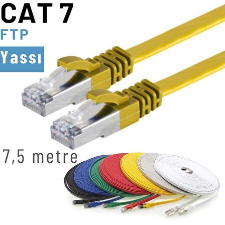 IRENIS 7,5 Metre CAT7 Kablo Yassı FTP Ethernet Network LAN Ağ Kablosu 