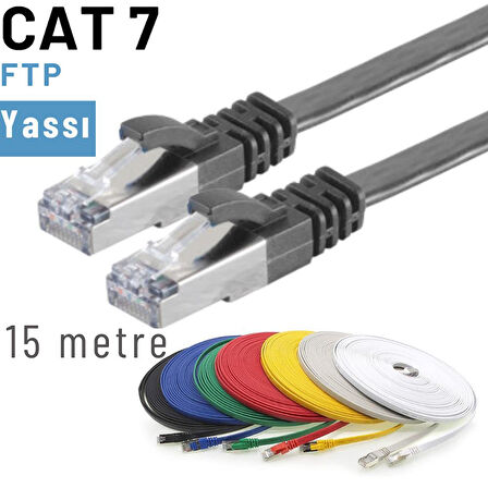 IRENIS 15 Metre CAT7 Kablo Yassı FTP Ethernet Network LAN Ağ Kablosu 