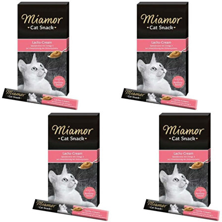 Miamor Cream Somonlu Likit Kedi Ödülü Ödülü 6x15 Gr X 4 Adet