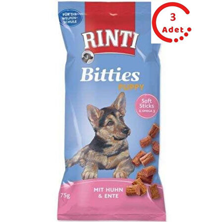 Rinti Bitties Puppy Tavuklu ve Ördekli Yavru Köpek Tamamlayıcı Ödül 75 Gr x 3 Adet