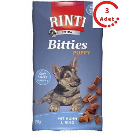 Rinti Bitties Puppy Tavuklu ve Sığır Etli Yavru Köpek Tamamlayıcı Ödül 75 Gr x 3 Adet