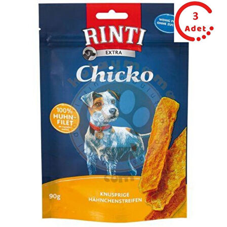 Rinti Chicko Huhn-Filet Tavuklu Tamamlayıcı Mama ve Köpek Ödül Şeritleri 90 Gr x 3 Adet