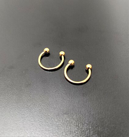 GOLD 2'Lİ SMİLEY PİERCİNG 10 MM CERRAHİ ÇELİK
