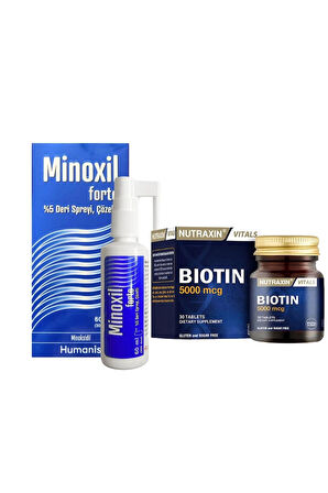 Minoxil Forte Sprey ve Nutraxin Biotin 5000mcg 30 tablet