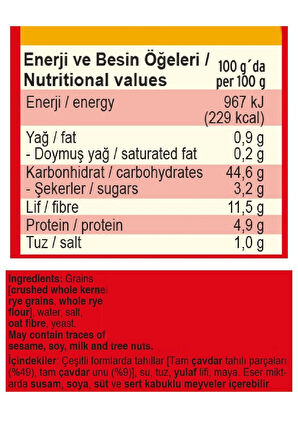 Mestemacher Tam Tahıllı Çavdar Ekmeği 500 gr.