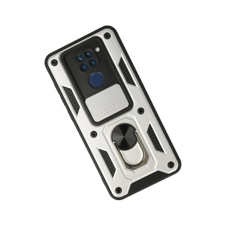 Xiaomi Redmi Note 9 Kılıf Pars Lens Yüzüklü Silikon - Gümüş