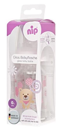 Nip Wide Neck Bottle 125 ml Antikolik Cam Biberon Kız