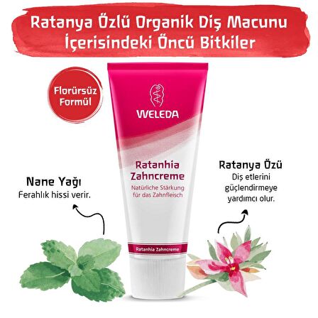 Weleda Ratanhia Aromalı Beyazlatma Florürsüz Diş Macunu 75 ml 