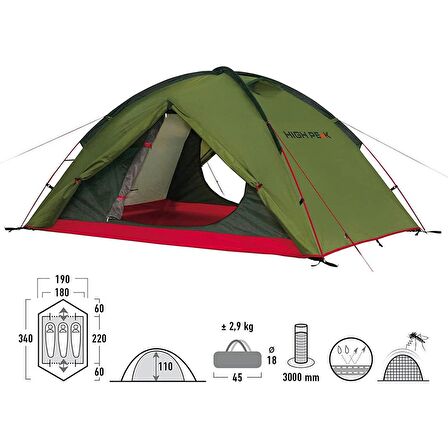 High Peak Woodpecker Extra Lightweight 3 Kişilik Kamp Çadırı