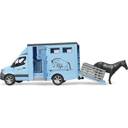 Bruder Mercedes Benz Sprinter At Nakil Aracı ve Siyah At 02674