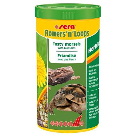 Sera Flowers N Loops Kurutulmuş Çiçekli Sürüngen Yemi 1000 ML