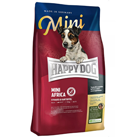Happy Dog Mini Deve Kuşu Etli-Patatesli Küçük Irk Yetişkin Kuru Köpek Maması 4 kg
