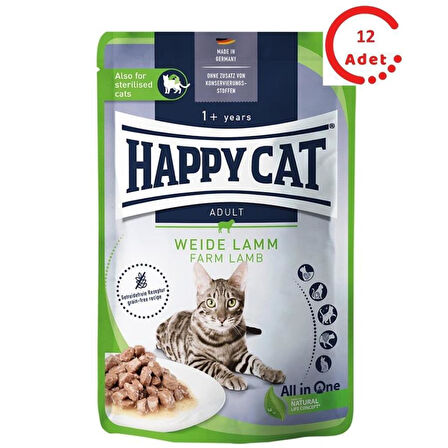 Happy Cat Kuzulu Tahılsız Yetişkin Kedi Konservesi 85gr x 12 Adet