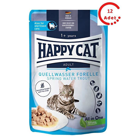 Happy Cat Alabalıklı Tahılsız Yetişkin Kedi Konservesi 85gr x 12 Adet