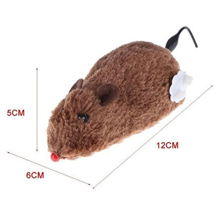 CELİK AVM® Kurmalı Kedi Eğitim Oyuncağı Tüylü Peluş Fare Yakalama İnteraktif Sevimli Eğlenceli Oyuncak