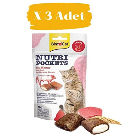Gimcat Nutri Pockets Biftekli Kedi Ödülü 3 x 60 g